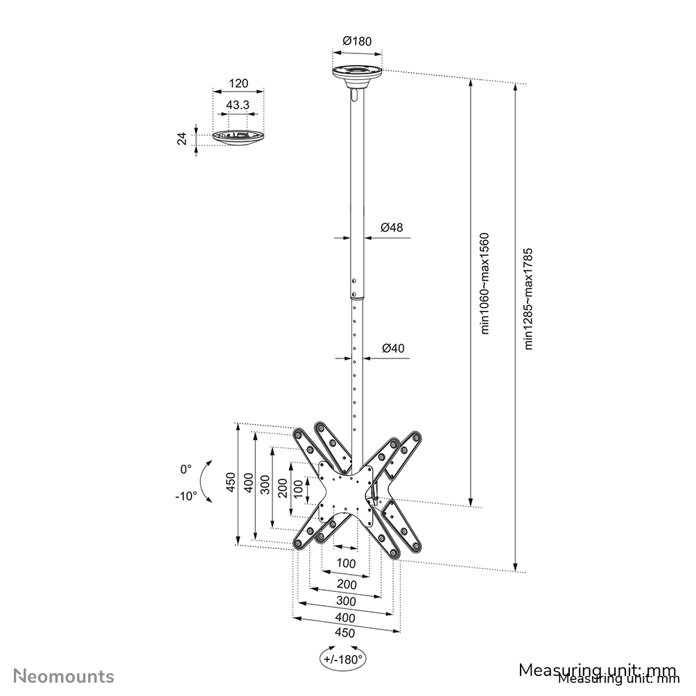 Neomounts by Newstar TV/Monitor Deckenhalterung